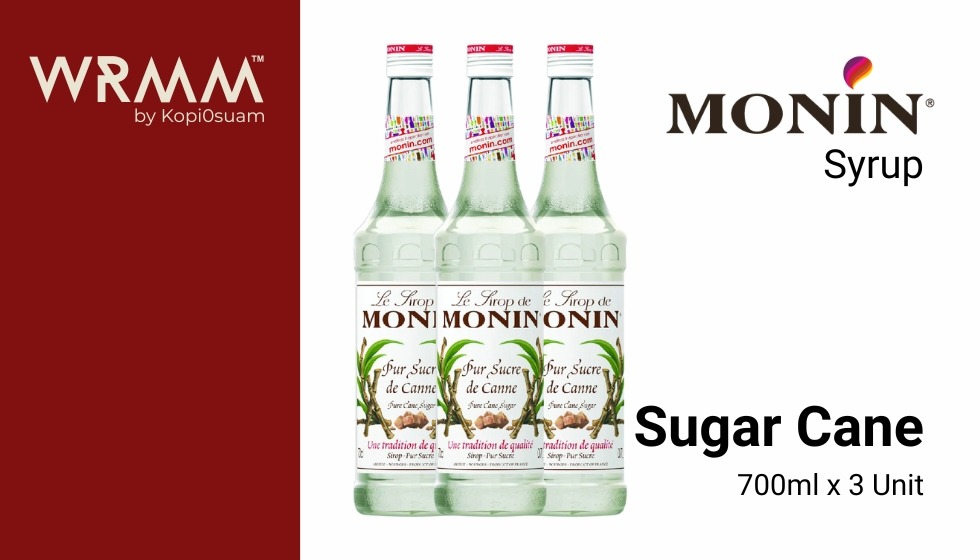 MONIN SYRUP PURE CANE SUGAR 700ML x 3 Unit